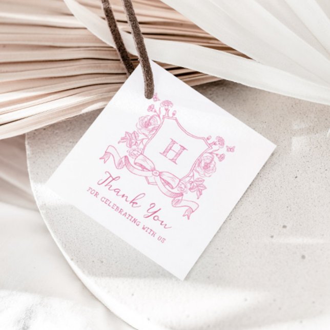 Étiquettes Cadeau Chinoiserie Russe Bow Floral Crest Baby shower (Créateur téléchargé)