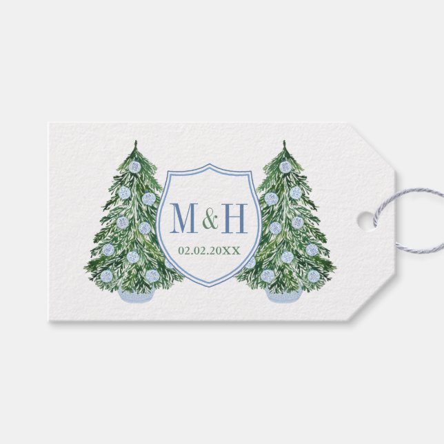 Étiquettes-cadeau Chinoiserie Vacances Mariage Couples Crest Favoris (Devant (Horizontal))