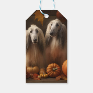 Étiquettes-cadeau chiot Afghan Hound Délice d'Automne Citrouille