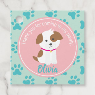 Étiquettes Cadeau Chiot Anniversaire Fête Favoriser Tags Merci Tags