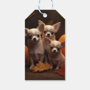 Étiquettes-cadeau Chiots Chihuahua Délice d'Automne Citrouille