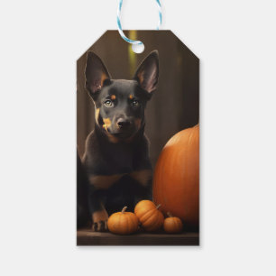 Étiquettes-cadeau Chiots Kelpie Australien Délice d'Automne Citrouil