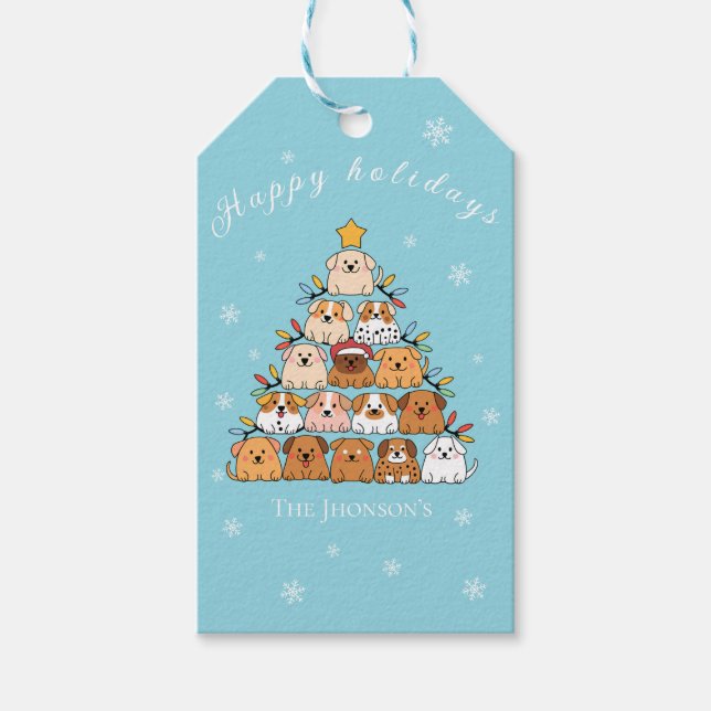 Étiquettes-cadeau Chiots mignons personnalisés amoureux des chiens d (Devant)
