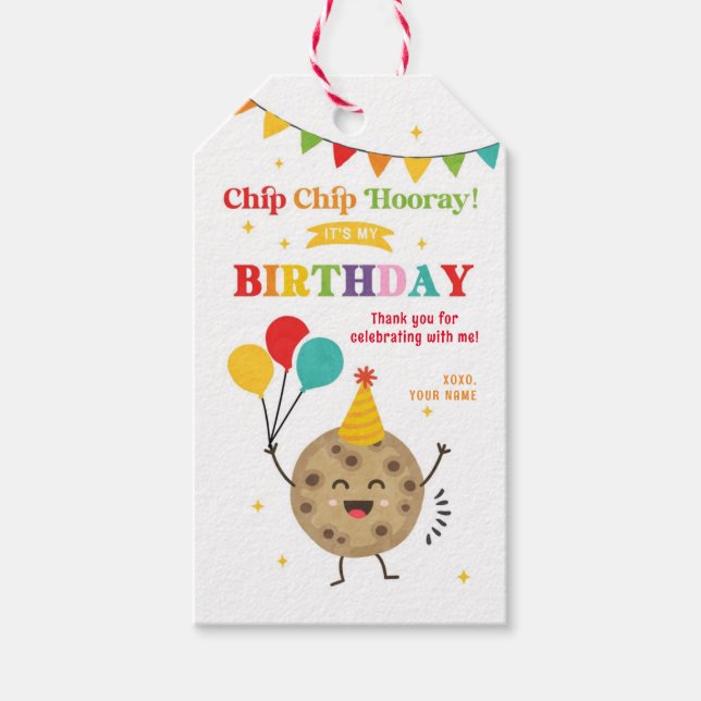 Étiquettes-cadeau Chip Chip Hooray Anniversaire Cookie Bag Treat (Devant)
