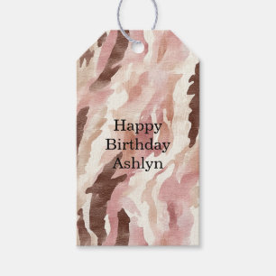 Étiquettes-cadeau Chocolat à la crème rose Brown Anniversaire Abstra