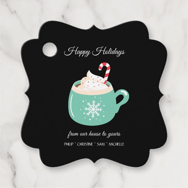 Étiquettes Cadeau Chocolat chaud de Noël (Devant)