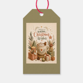 Étiquettes-cadeau Chocolat Chaud de Noël Botanique Vert Confortable