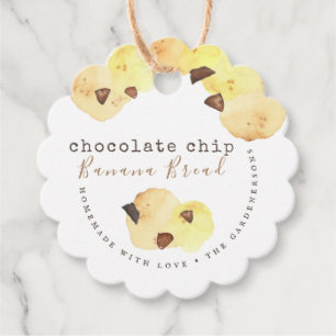 Étiquettes Cadeau Chocolat Chip Banana Bread Favoriser Tags