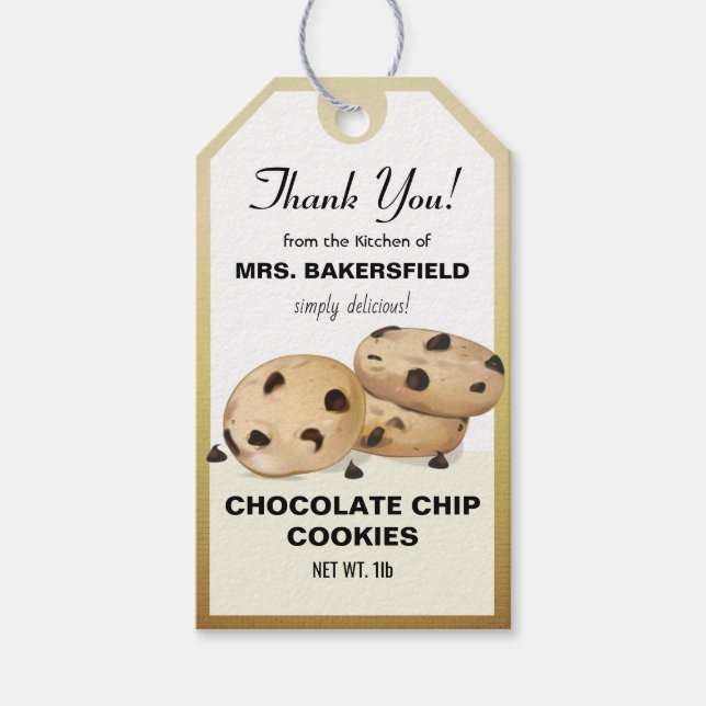 Étiquettes-cadeau Chocolat Chip Cookies Merci Baking Cadeau (Devant)