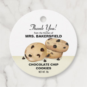 Étiquettes Cadeau Chocolat Chip Cookies Merci Baking Cadeau