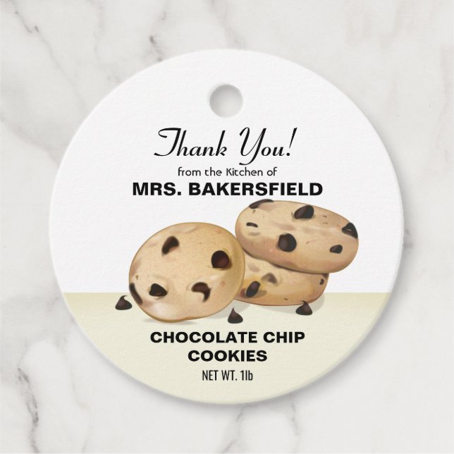 Étiquettes Cadeau Chocolat Chip Cookies Merci Baking Cadeau (Devant)