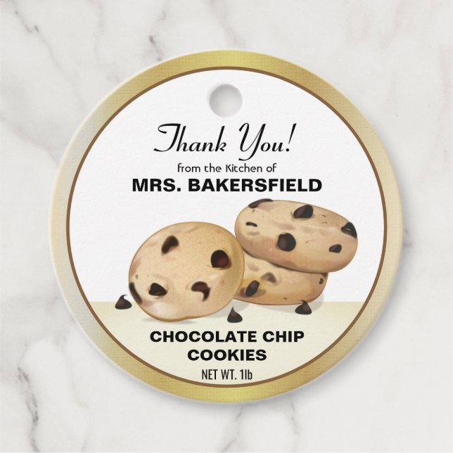 Étiquettes Cadeau Chocolat Chip Cookies Merci Baking Cadeau (Devant)