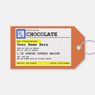 Étiquettes-cadeau Chocolat d'ordonnance personnalisé