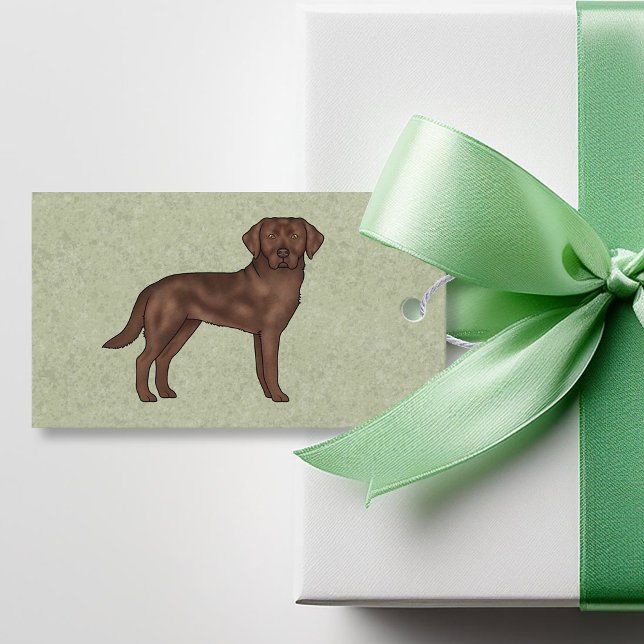 Étiquettes-cadeau Chocolat Labrador Retriever Brown Lab Dog Green (Créateur téléchargé)