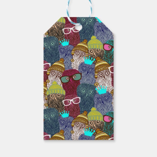 Étiquettes-cadeau Chouette dans la couronne (Devant)