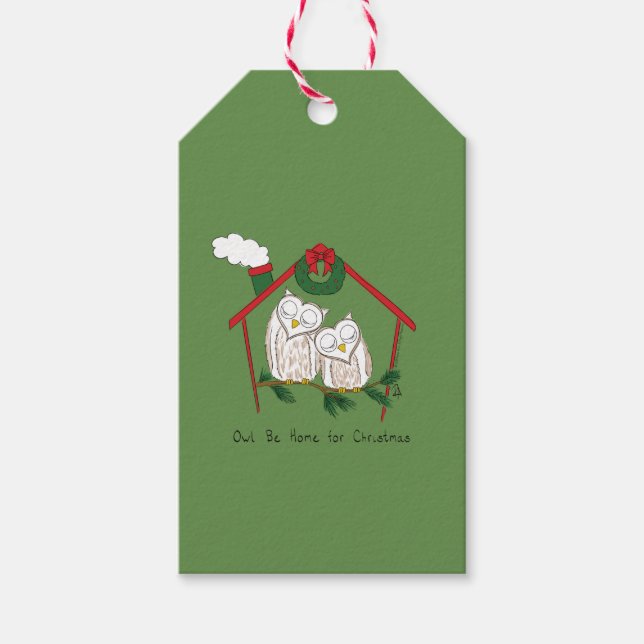 Étiquettes-cadeau Chouette Noël Mignonne Vacances amusantes (Devant)