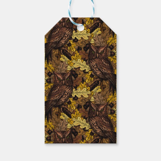 Étiquettes-cadeau Chouettes d'automne (Devant)