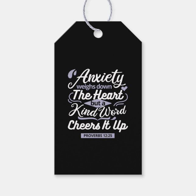 Étiquettes-cadeau Christian Encouragement Quote – Anxiety & Kindness (Devant)