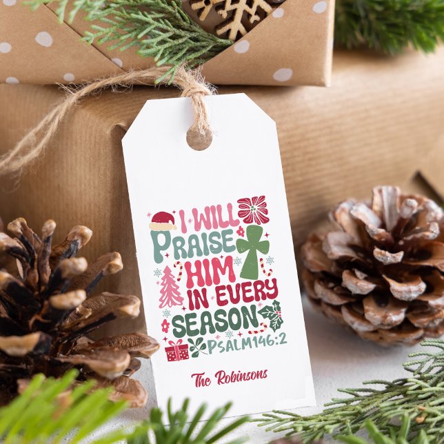 Étiquettes-cadeau Christian Je Le Louerai Personnalisé Nom Noël (Créateur téléchargé)