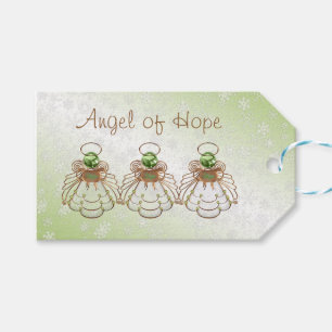 Étiquettes-cadeau Christmas Angel of Hope Bronze/Green "À :  De:"