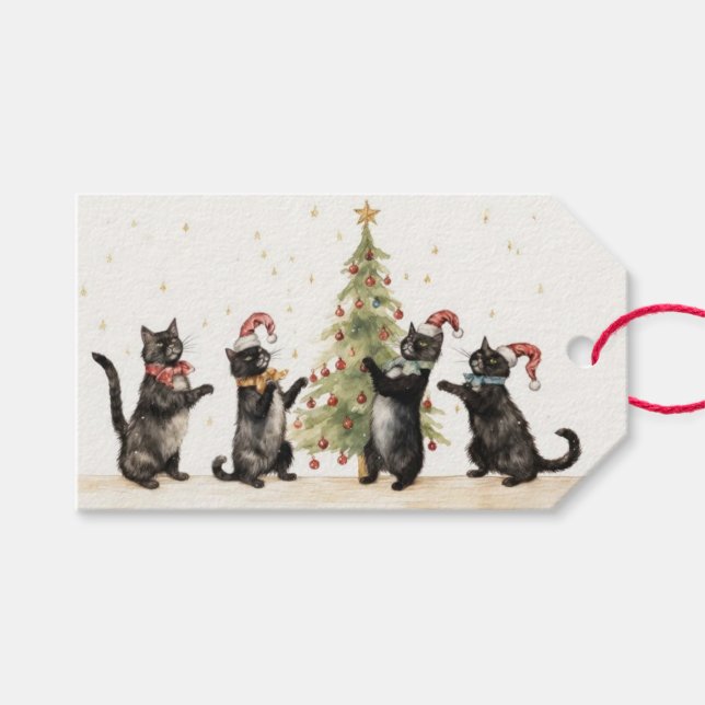 Étiquettes-cadeau Christmas Cats (Devant (Horizontal))