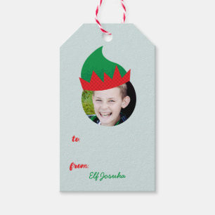 Étiquettes-cadeau Christmas Crew Elf Casquette Photo Holiday Étiquet