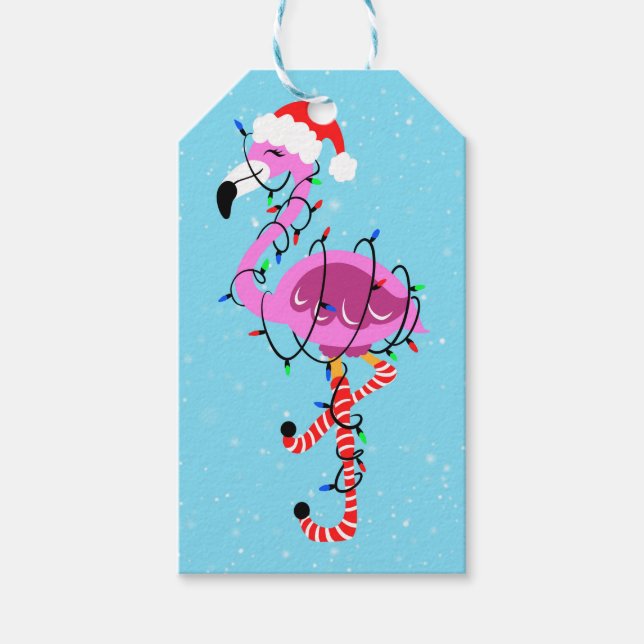 Étiquettes-cadeau Christmas Flamingo (Devant)
