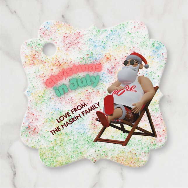 Étiquettes Cadeau Christmas in July Santa  (Devant)