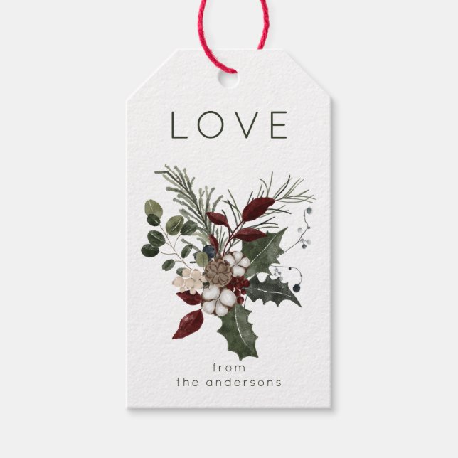 Étiquettes-cadeau Christmas Love Rustic Greenery (Devant)