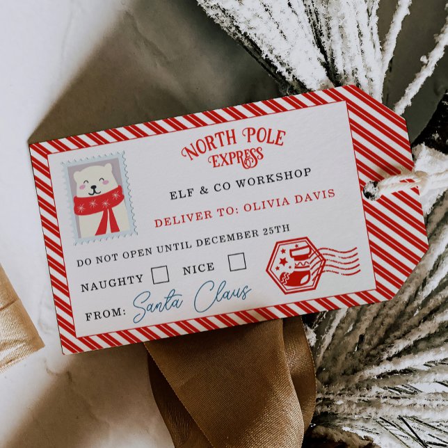 Étiquettes-cadeau Christmas Mail From Santa North Pole Delivery (Créateur téléchargé)