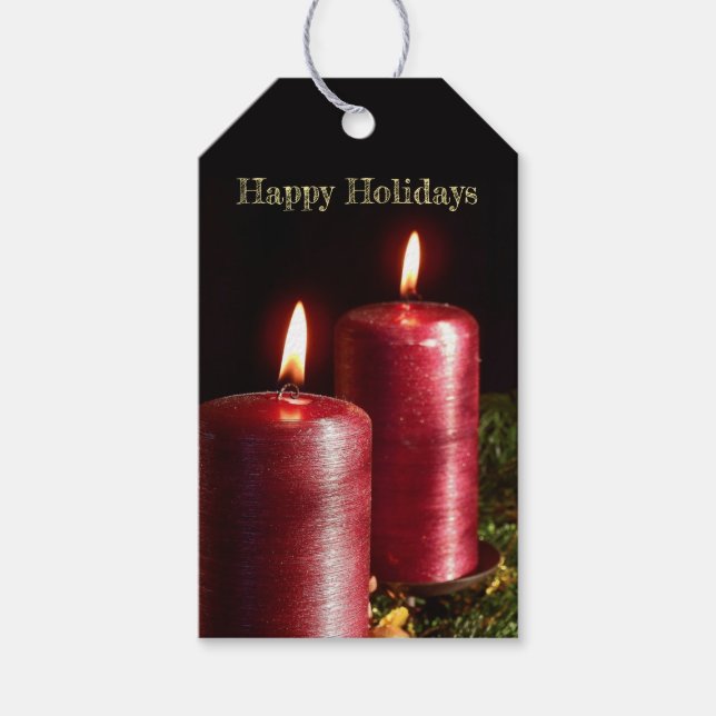 Étiquettes-cadeau Christmas Party Red Candles Winter Holidays (Devant)