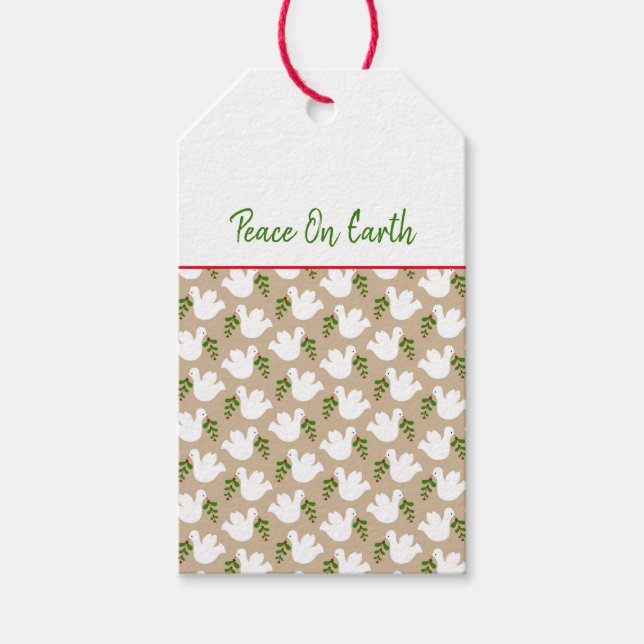Étiquettes-cadeau Christmas Peace on Earth Dove Faith Holiday Don (Devant)