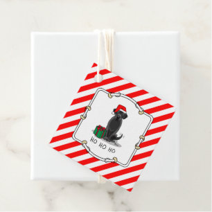 Étiquettes Cadeau Christmas Père Noël Black Labrador Retriever Cute