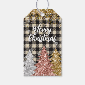 Étiquettes-cadeau Christmas Plaid And Glitter Merry Christmas
