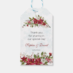 Étiquettes-cadeau Christmas Poinsettia Frame Mange Boire et sois Joy