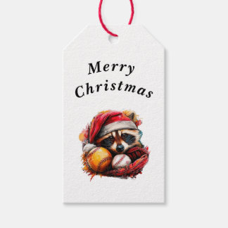 Étiquettes-cadeau Christmas Raccoon Baseball Gift Tag (Vertical)