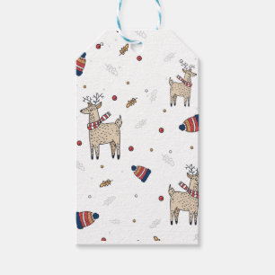 Étiquettes-cadeau Christmas Reindeer Casquette Motif moyen