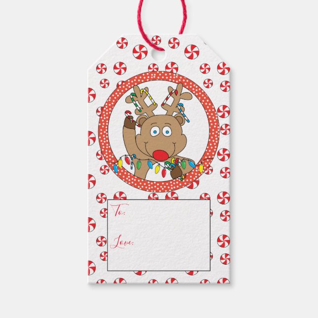 Étiquettes-cadeau Christmas Reindeer dit (Devant)