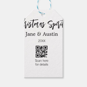 Étiquettes-cadeau Christmas Spirit mariage nom du couple QR date de