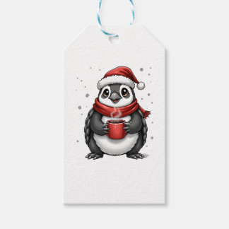 Étiquettes-cadeau Christmas Turtle with Santa Hat Coffee Lover Funny