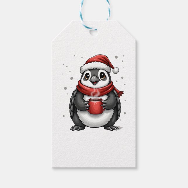 Étiquettes-cadeau Christmas Turtle with Santa Hat Coffee Lover Funny (Devant)