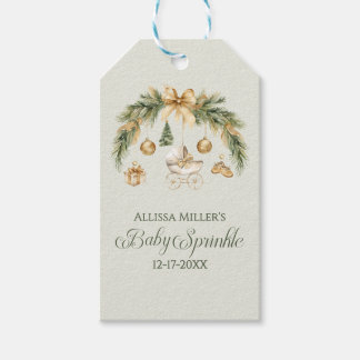 Étiquettes-cadeau Christmas Watercolor Greenery Winter Baby Sprinkle