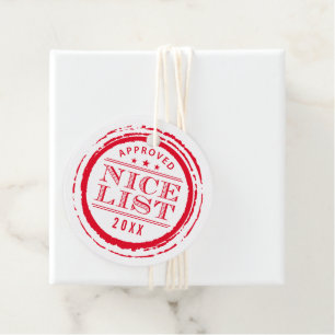 Étiquettes Cadeau CHRISTMAS WRAPPING drôle belle liste timbre rouge 