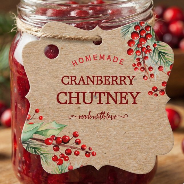 Étiquettes Cadeau Christmas Wreath Homemade Jam Tag (Créateur téléchargé)