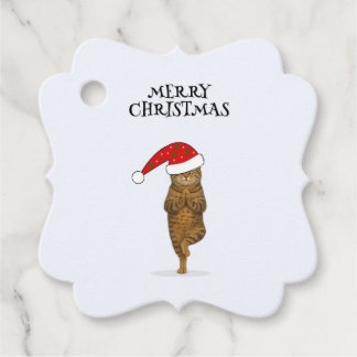 Étiquettes Cadeau Christmas yoga cat your text
