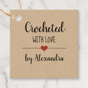 Étiquettes Cadeau Chrocheted avec amour kraft script personnalisé Fa