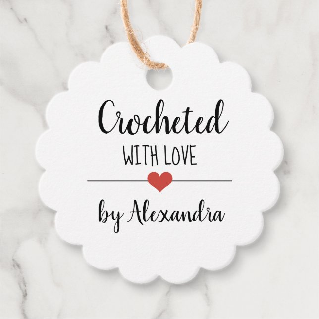 Étiquettes Cadeau Chrochetée avec écriture kraft d'amour (Devant)