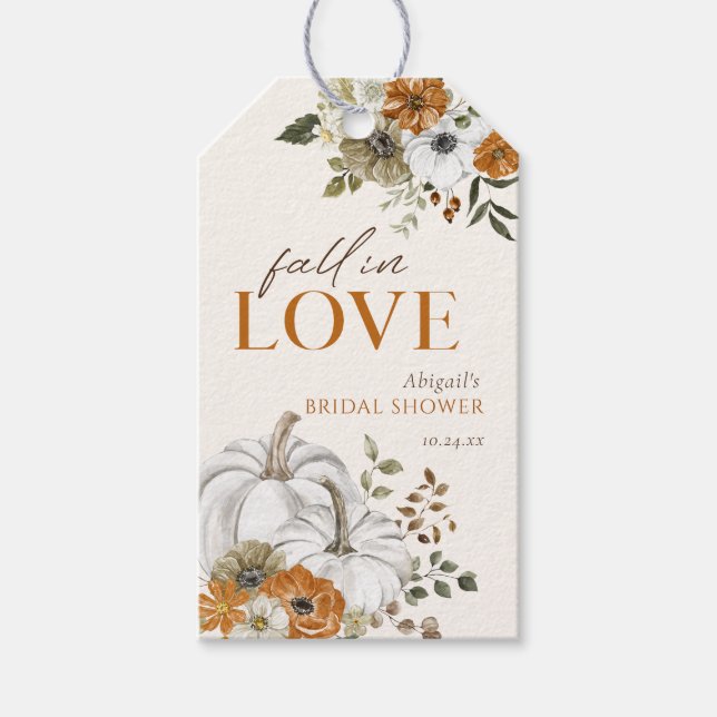 Étiquettes-cadeau Chute blanc Fête des mariées Citrouille Favoriser (Devant)