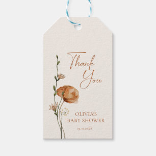 Étiquettes-cadeau Chute Brûlé Orange Poppy Favoriser Merci