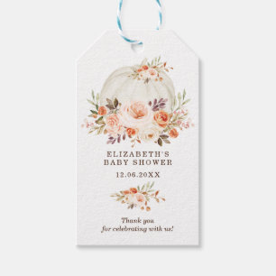 Étiquettes-cadeau Chute douce Floral Citrouille Baby Girl Merci